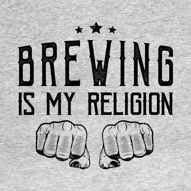 Brewing Is My Religion Typography Art Alcohol Liquor Beer Brewmaster Gift by twizzler3b